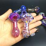 4.5inch Glass Hand Pipes Clear Spotted Mouth Solid Bowl Hand Blown Glass Bongs