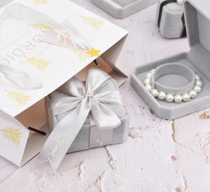 China Gray White Velvet Cardboard Gift Packaging Box Display For Jewelry Ring Necklace wholesale
