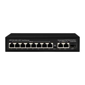 China 11 Port 100M Unmanaged Ethernet Switch With 8 Port AI 25 Meter PoE 120W Power on sale