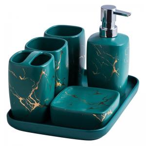 China Custom Luxury Ceramics Bathroom Accessories , Marble Bathroom Sets For Home Hotel Gift wholesale