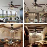 65W 120V Living Room Decorative Ceiling Fans / Sparkly Ceiling Fan Super