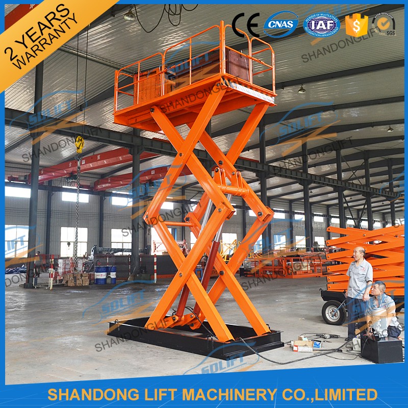 CE 3T 4.5M Stationary Hydraulic Scissor Auto Cargo Lift Platform
