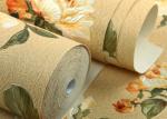 Removable Strippable Country Style Wallpaper , Deep Embossed PVC Flower Wall