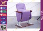 Purple Folding Church Hall Chairs With Fabric Covers / Auditorium Seating