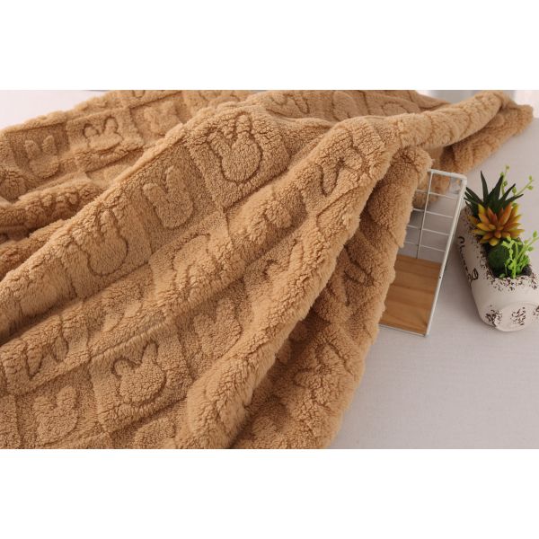 Eco-friendly Rabbit Pattern 100% Soft Polyester Jacquards Fabrics Shu Velveteen Sherpa Cotton Fabrics for Clothing for Home Blanket Textile