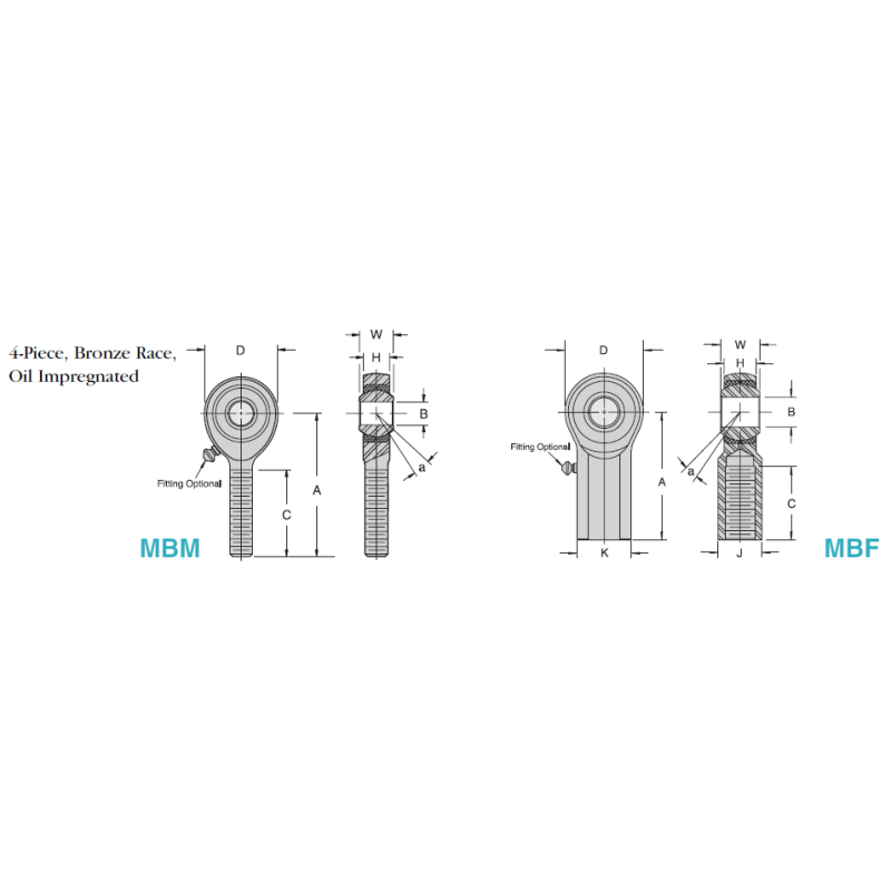 MBM/MBF Series Bronze Race Rod Ends | Low-Friction Design
