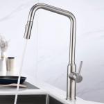 Sus304 High Arc Angled Spout Deck Mounted Kitchen Mixer Taps IPX5 DC6V HOMEKA