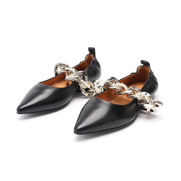 Personalized Process Chain Trim Office Lady Shoe Pointed Toe