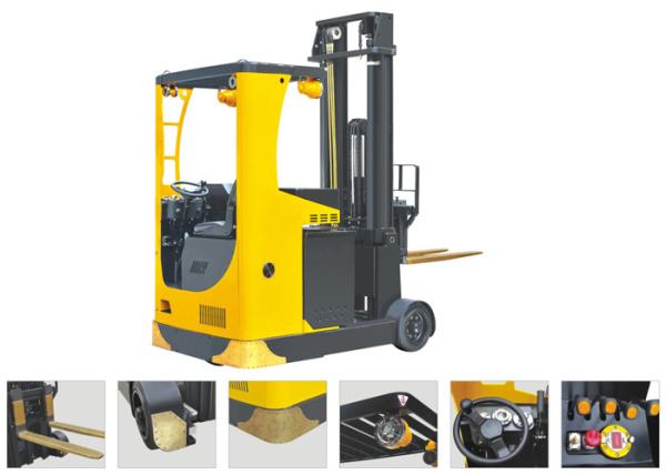 Seat Type Electric Reach Truck Forklift , Narrow Aisle Reach Truck 6.2m Lifting