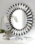 Round Modern 3D Wall Mirror For Living Room Silver / Gold Trimming