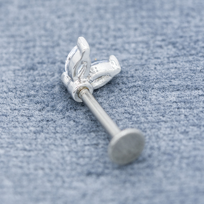 Clear Marquise Zircon Stones 16 Gauge Labret Piercing 316 Stainless Steel
