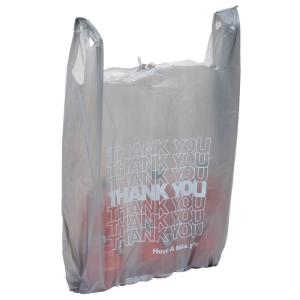 China Extra Large Gray T Shirt Shopping Bags Thank You Pattern Customized Printing wholesale