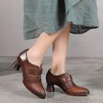 S174 Factory autumn and winter new pointed toe woven leather handmade women's