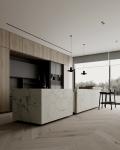 Customized White And Black Kitchen Cabinets Bar Table Modern Kitchen Set