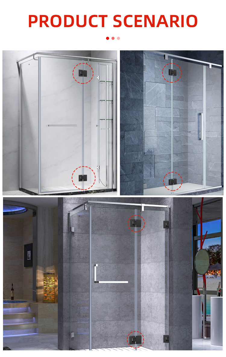 Stainless Steel Shower Door Hinges Suitable for 800-1200MM Door Width 5-6MM Thickness