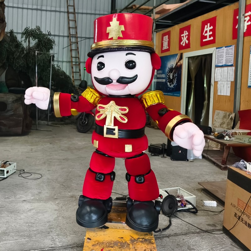 Realistic Animatronic Christmas Decoration Singing Cartoon Nutcracker Model