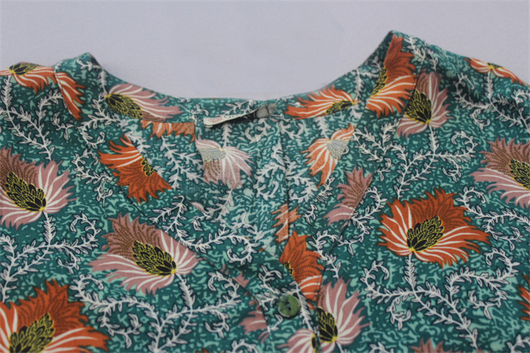 Custom Printed Fashion Ladies Blouse Cotton / Spandex Women'S Clothing Blouses