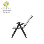 Outdoor Furniture Glass Extension Dining Table and Folding Chair Set with