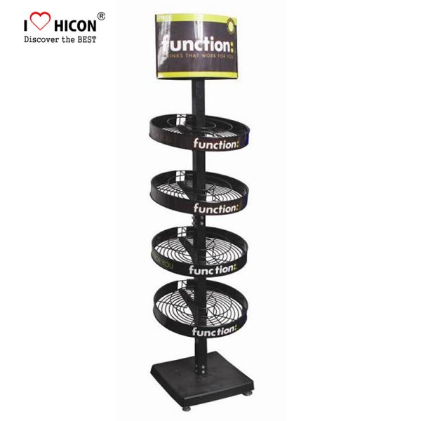 4 - layer Flooring Round Shape Metal Display Rack For Monster Energy Drinks Promotion