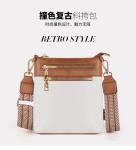 NEW DETACHABLE JACQUARD STRAP RETRO COLOR PU LEATHER CROSSBODY BAG CROSS-BORDER