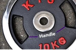 China 2.5kg 5kg 7.5kg 10kg 15kg 20kg chromed handle barbell plate with two handles wholesale