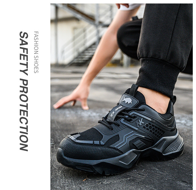 Kevlar Midsole TPU Flying Knit Work Shoes With Anti-stab Steel Toe And Breathable EVA Sole