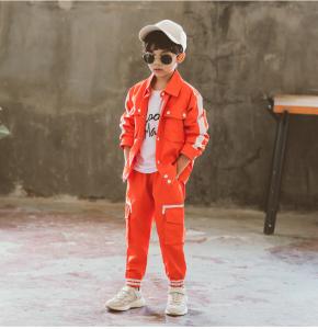 China Fashion Boys Streetwear,Teens Good Quality Clothing Set loose Jacket +Trouser, fast street Brand for Kids wholesale