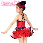 Back Cross Straps Kids Dance Clothes Black Edge Double Layer Skirt For Solo