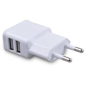 China White Mobile Phone Dual USB Wall Charger Electric Plug Socket wholesale