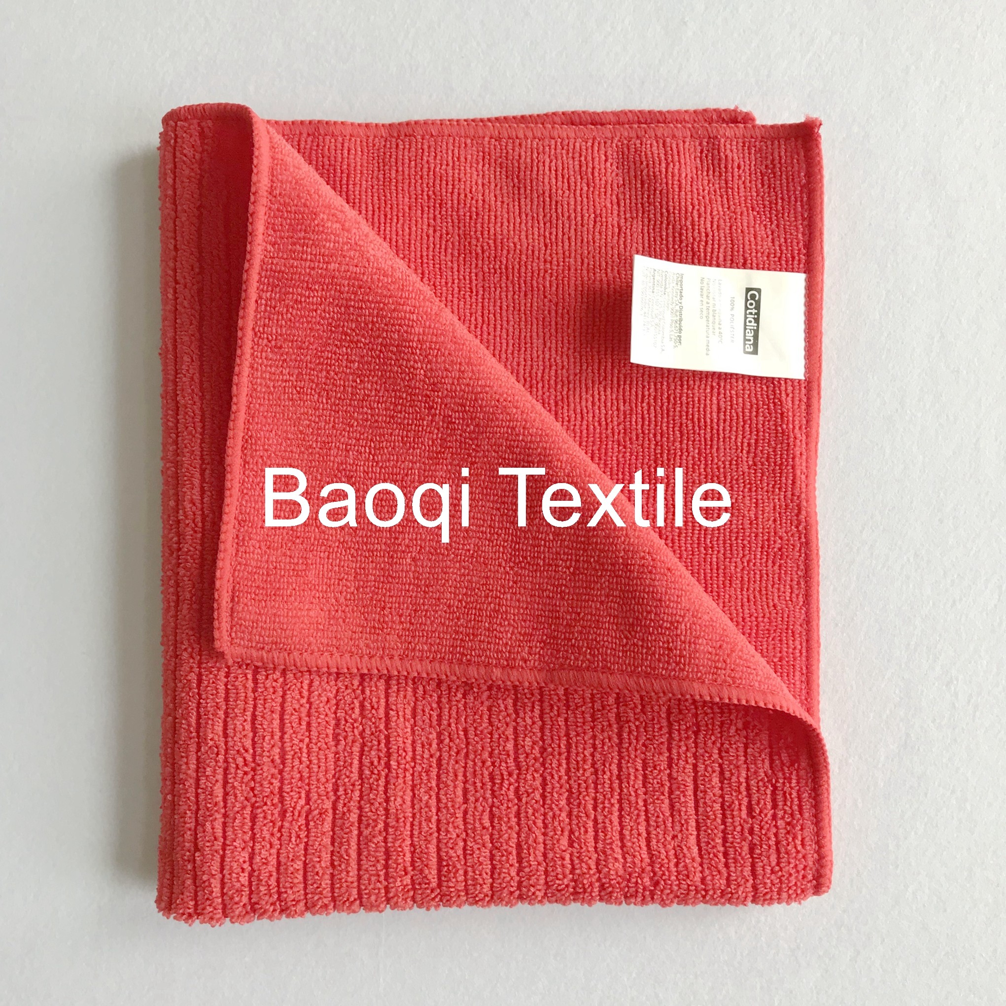 Red solid stripe 100% poly bathroom absorbent water drying wipe,cake towels kitchen cleaning rags size 38*51cm