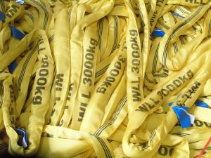China Yellow 3T Polyester Lifting Sling Crane Lifting Straps For Cargo / Crane wholesale