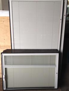 China 64&quot;*22&quot;size blinds between tempered glass 1&quot; thickness Belt drive instead of rope wholesale