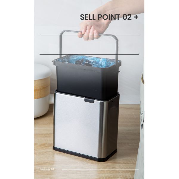 Kitchen Sink Stainless Steel Kitchen Cabinet Built-in Pull Out Waste Bin