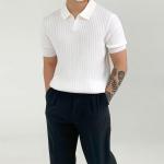 2024 Summer Fashion Elegant Trendy Quarter Sleeved Plain Polo Collar T-shirt for