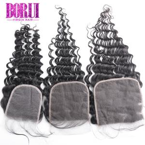 China 5*5 6*6 Human Hair Lace Closure Unprocessed Brazilian Deep Wave Soft Smooth wholesale