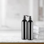 Black Color 480ml Boston round Plastic Shampoo Bottles With Dispenser Pump