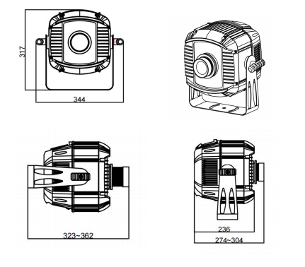 Waterproof IP65 200w Rotating Gobo Projector Light 6500K-7000K