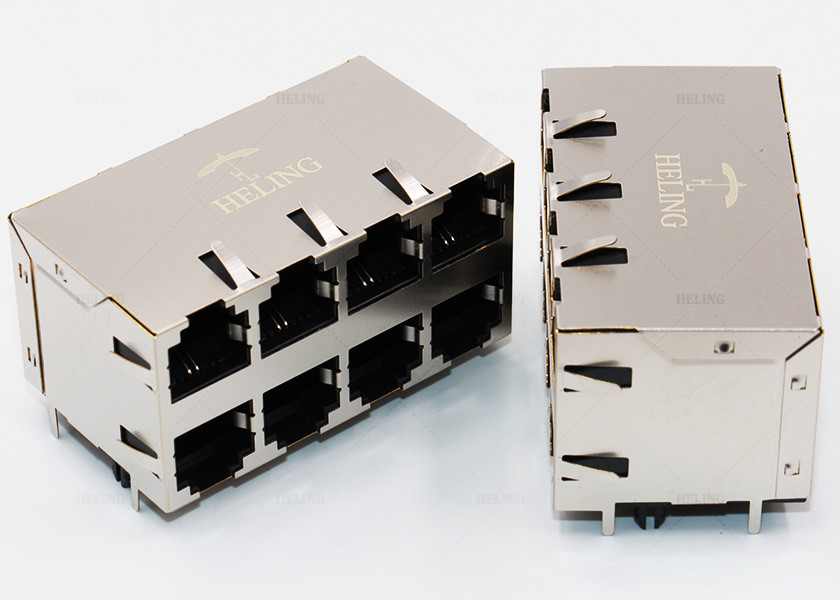 Tab Up Female Lan SMT Connector , Low Profile RJ45 Waterproof Connector
