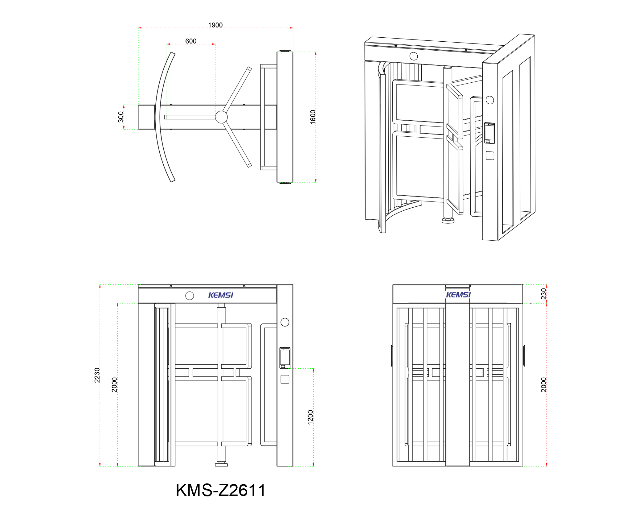 Facial Recognition Full Height Rotating Turnstile Effective Interception Of Outsiders