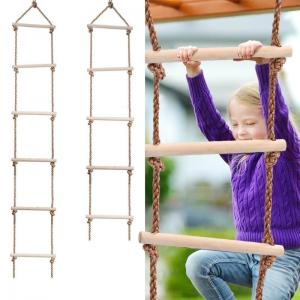 China Multi Rungs Sports Wooden Rope Ladder For Children Activity Climbing Game wholesale
