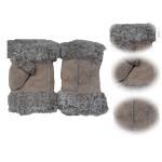 Stock Ladies Lambskin Gloves with Curly Fur Trim Cuff Shealring Sheepskin