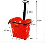 Supermarket Handheld Grocery Basket With Wheels 350×250×185mm ISO9001 Certificat