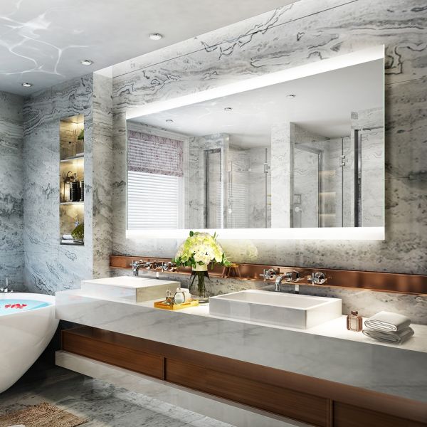 Customized Decorative Led Bathroom Mirror Light With Music Speaker and Rectangle Shape