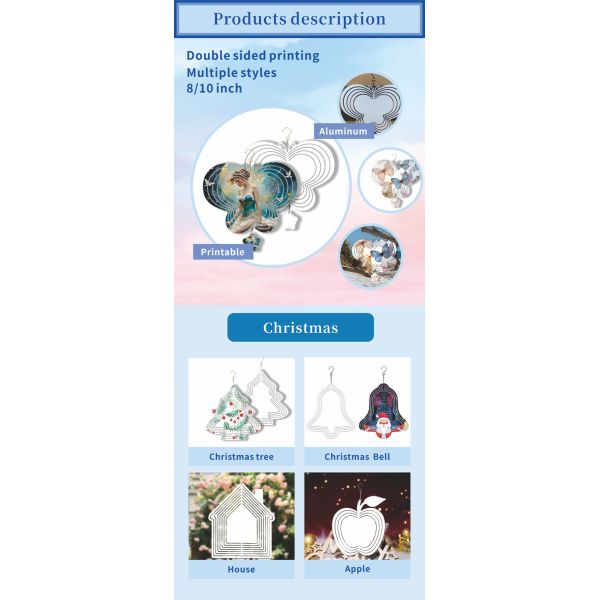 Wholesale butterfly Shape Sublimation Wind Spinners Blanks with Tail Double Side Printing 8inch 3d Wind Spinner for Home Decor