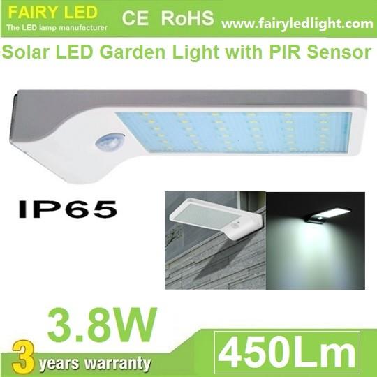 Quality Solar LED Wall Light 3.8W with PIR Motion Sensor Day Light Sensor IP65 Waterproof 3 years warranty for sale
