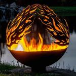 59.1 Inch Metal Sphere Fire Pit ISO9001 Corten Steel Firepits