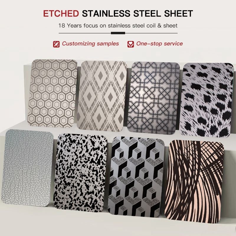 304 316 430 Mirror Etched Stainless Steel Sheet Decorative Wall Covering Sheets