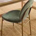 Turquoise Velvet Chairs Dining Round Dinette Sets With Gold Steel Legs