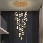 Interior Hotel Stair Pendant Lamp Modern Luxury Ceiling Led Crystal Chandelier