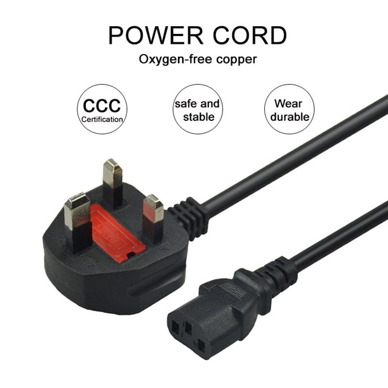 SGS 3 Prong AC Power Cord 220v UK Laptop Power Cord With Fuse